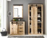 Garderobe Set 2-teilig Stove in Old Style hell und anthrazit Garderobenkombination mit Kommode und Spiegel