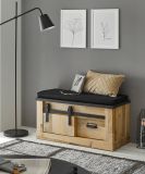 Garderobe Sitzbank Stove in Old Style hell und anthrazit Garderobenbank 93 x 46 cm