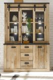 Buffetschrank Stove in Old Style hell und anthrazit Vitrinenschrank 133 x 201 cm