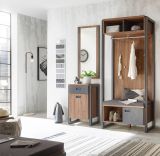 Garderobe Set 3-teilig Auburn in Eiche Stirling und grau Garderobenkombination 155 x 202 cm