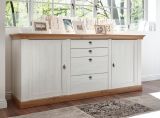 Sideboard Hemsby in wei Pinie und Eiche Wotan Landhaus Kommode 210 x 91 cm