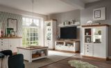 TV-Lowboard Hemsby in wei Pinie und Eiche Wotan Landhaus TV Unterteil mit Komforthhe 152 x 64 cm