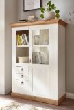 Vitrine Hemsby in wei Pinie und Eiche Wotan Landhaus Anrichte 102 x 139 cm