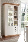 Vitrine Hemsby in wei Pinie und Eiche Wotan Landhaus Vitrinenschrank 102 x 204 cm