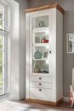 Vitrine Hemsby in wei Pinie und Eiche Wotan Landhaus Vitrinenschrank 82 x 204 cm