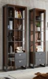 Vitrine Auburn in Eiche Stirling und Matera grau Regalschrank 70 x 202 cm B�cherregal