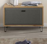 Garderobe Sitzbank Blanshe in Filz grau und Eiche Navarra Garderobenbank 79 x 51 cm