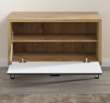 Garderobe Sitzbank Blanshe in Filz grau und Eiche Navarra Garderobenbank 79 x 51 cm