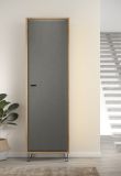 Garderobenschrank Blanshe in Filz grau und Eiche Navarra Garderobe oder groer Schuhschrank 60 x 200 cm