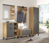 Garderobenschrank Blanshe in Filz grau und Eiche Navarra Garderobe oder groer Schuhschrank 60 x 200 cm