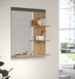 Garderobenspiegel Blanshe in Eiche Navarra und Filz grau Spiegel mit Ablage 79 x 85 cm
