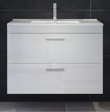 Waschbeckenunterschrank MIT Waschbecken Devon in wei� Hochglanz Waschtisch h�ngend 81 x 59 cm