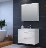 Waschbeckenunterschrank MIT Waschbecken Devon in wei� Hochglanz Waschtisch h�ngend 81 x 59 cm
