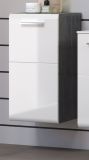 Badezimmer Unterschrank Riva in wei Hochglanz und Rauchsilber grau Badschrank hngend 35 x 68 cm Badkommode
