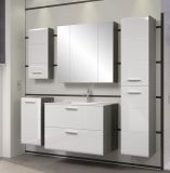 Badezimmer Unterschrank Riva in wei Hochglanz und Rauchsilber grau Badschrank hngend 35 x 68 cm Badkommode