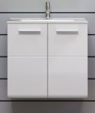 Waschbeckenunterschrank MIT Waschbecken Riva in wei Hochglanz und Rauchsilber grau Waschtisch hngend 62 x 59 cm