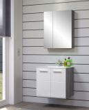 Waschbeckenunterschrank MIT Waschbecken Riva in wei Hochglanz und Rauchsilber grau Waschtisch hngend 62 x 59 cm