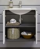 Waschbeckenunterschrank MIT Waschbecken Riva in wei Hochglanz und Rauchsilber grau Waschtisch hngend 62 x 59 cm