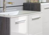 Waschbeckenunterschrank MIT Waschbecken Riva in wei Hochglanz und Rauchsilber grau Waschtisch hngend 82 x 59 cm
