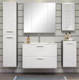 Waschbeckenunterschrank MIT Waschbecken Riva in wei Hochglanz und Rauchsilber grau Waschtisch hngend 82 x 59 cm