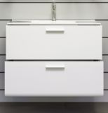 Waschbeckenunterschrank MIT Waschbecken Riva in wei Hochglanz und Rauchsilber grau Waschtisch hngend 82 x 59 cm