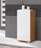 Badezimmer Unterschrank Ciara in wei� Hochglanz und Eiche Artisan Badschrank 37 x 82 cm Badkommode