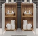 Badezimmer Unterschrank Ciara in wei� Hochglanz und Eiche Artisan Badschrank 37 x 82 cm Badkommode