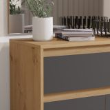 Kompaktgarderobe Torino in Basalt grau und Eiche Garderobe mit Spiegel 90 x 189 cm