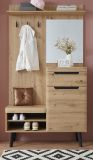 Garderobe Ronson in Artisan Eiche und schwarz Kompaktgarderobe skandinavisch 110 x 200 cm