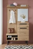 Garderobe Ronson in Artisan Eiche und schwarz Kompaktgarderobe skandinavisch 110 x 200 cm