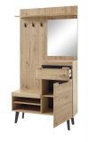 Garderobe Ronson in Artisan Eiche und schwarz Kompaktgarderobe skandinavisch 110 x 200 cm