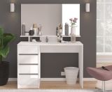 Schminktisch Emma in wei Hochglanz Kosmetiktisch mit Spiegel 110 x 145 cm