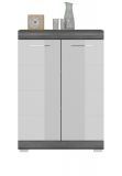 Kommode Scout in wei Hochglanz und Rauchsilber grau Sideboard 60 x 85 cm