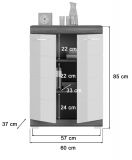 Kommode Scout in wei Hochglanz und Rauchsilber grau Sideboard 60 x 85 cm