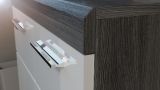 Kommode Scout in wei Hochglanz und Rauchsilber grau Sideboard 80 x 85 cm