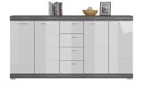 Sideboard Scout in wei Hochglanz und Rauchsilber grau Kommode 165 x 85 cm