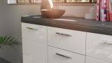 Sideboard Scout in wei Hochglanz und Rauchsilber grau Kommode 165 x 85 cm