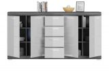 Sideboard Scout in wei Hochglanz und Rauchsilber grau Kommode 165 x 85 cm