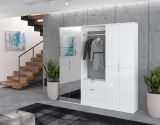 Garderobe mit Spiegel ProjektX in wei Hochglanz Mehrzweckschrank mit Spiegeltr 122 x 193 cm