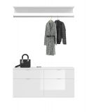 Garderobe Set 3-teilig ProjektX in wei Hochglanz Kommode und Kleiderstange 121 cm