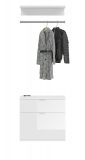 Garderobe Set 3-teilig SystemX in wei Hochglanz Kommode und Kleiderstange 61 cm