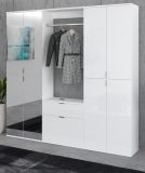 Garderobe Set 3-teilig SystemX in wei Hochglanz Kommode und Kleiderstange 61 cm