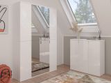 Garderobe und Kleiderschrank ProjektX in wei Hochglanz Mehrzweckschrank mit Spiegeltr 122 x 193 cm