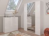 Garderobe und Kleiderschrank ProjektX in wei Hochglanz Mehrzweckschrank mit Spiegeltr 122 x 193 cm
