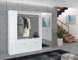 Garderobenschrank ProjektX in wei Hochglanz Flurgarderobe mit Spiegeltr 212 x 193 cm