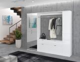 Garderobenschrank ProjektX in wei Hochglanz Flurgarderobe mit Spiegeltr 212 x 193 cm