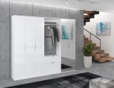 Garderobenschrank mit Spiegel ProjektX in wei Hochglanz Kleiderschrank mit Spiegeltr 213 x 193 cm