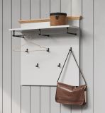 Garderobenpaneel Landside in grau und Eiche Artisan Landhaus Wandgarderobe 91 x 106 cm