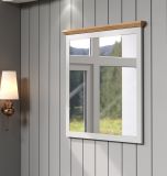 Garderobenspiegel Landside in grau und Eiche Artisan Landhaus Flur Diele Spiegel 91 x 89 cm