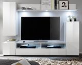 Wohnzimmer: Wohnwand Dos Hochglanz wei (208 x 165 cm)